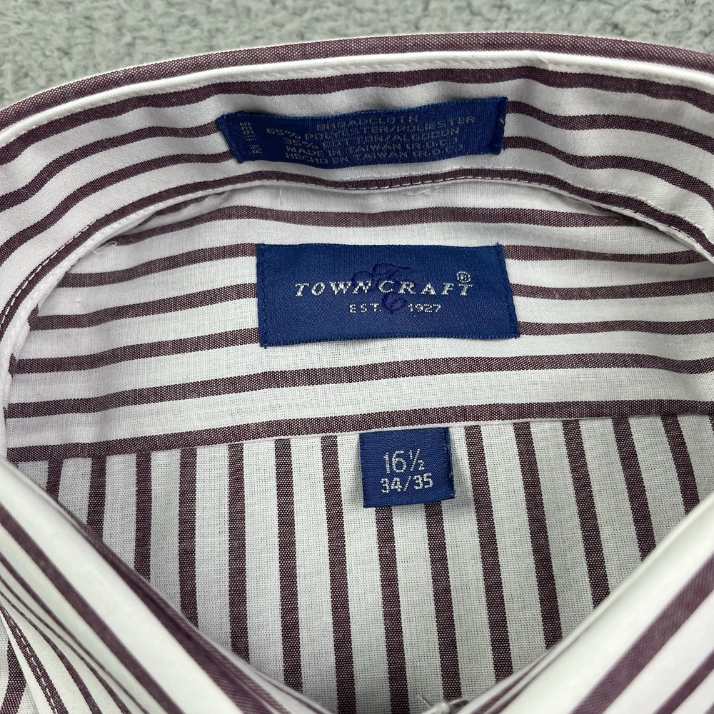Vintage Towncraft Shirt Mens Stripe Button Long Sleeve Casual 16 1/2‎
